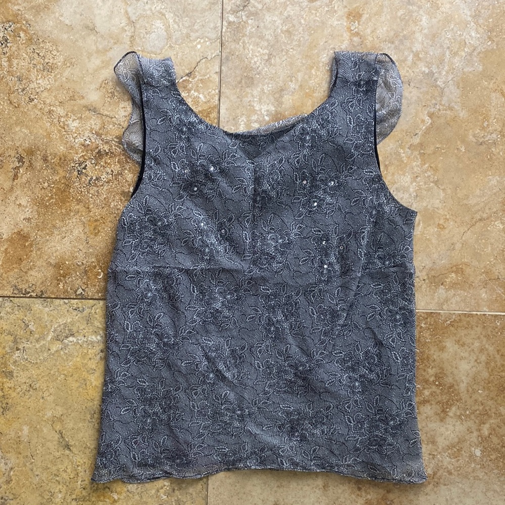 Robbie Bee silk rhinestone floral 90’s y2k draped back top